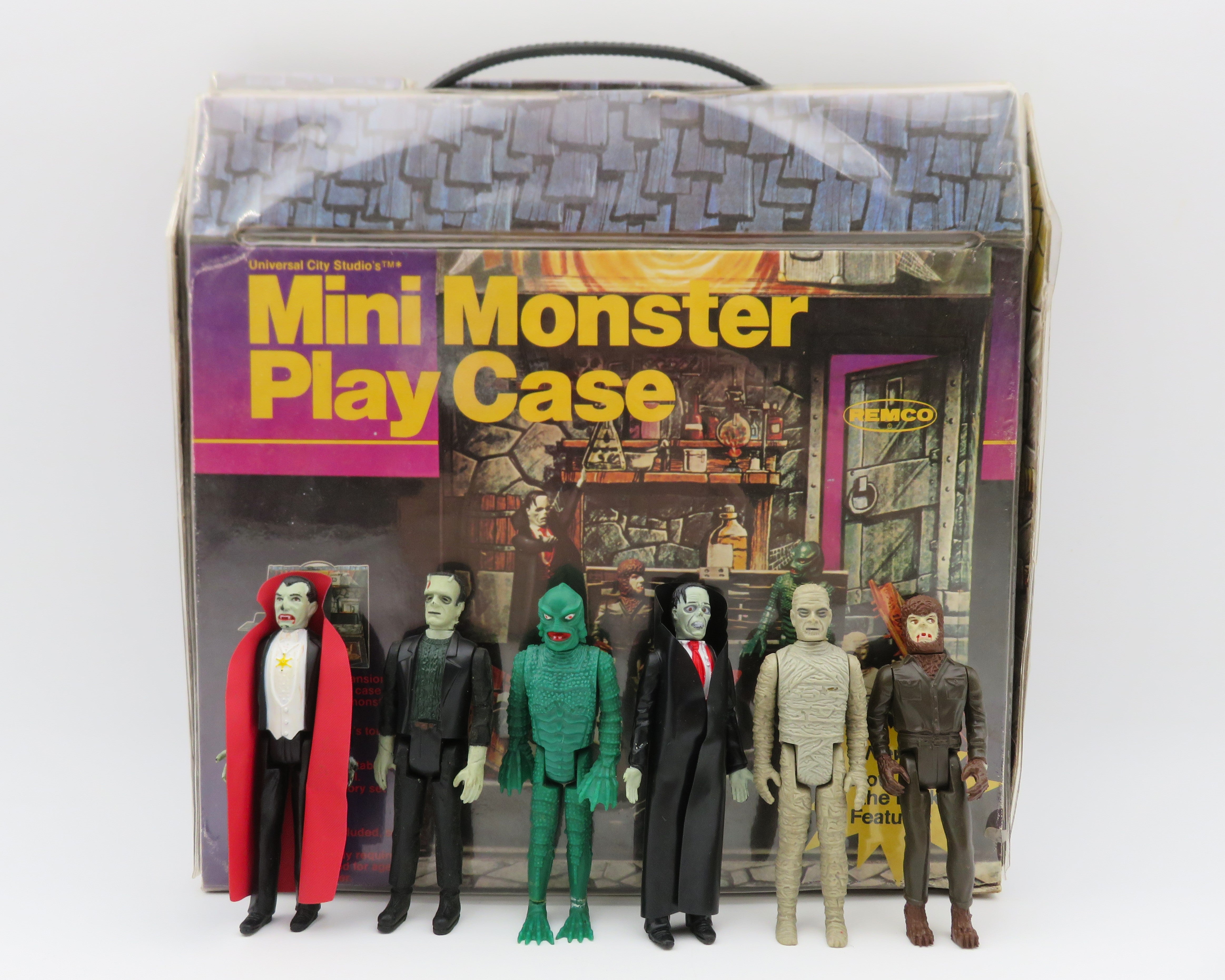 UNIVERSAL MONSTERS Mini Monster Play Case & Action Figures - Remco Toys Inc. (1980) GID Vintage Toy